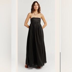 DISSH Gia Black Linen Strapless Dress